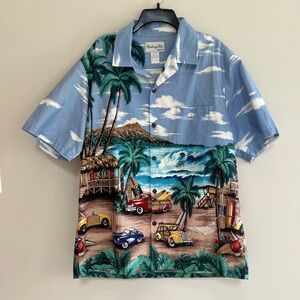 Bishop St. Apparel Men's Cotton Short-Sleeved Button Down Hawaiian Shirt, sz XL